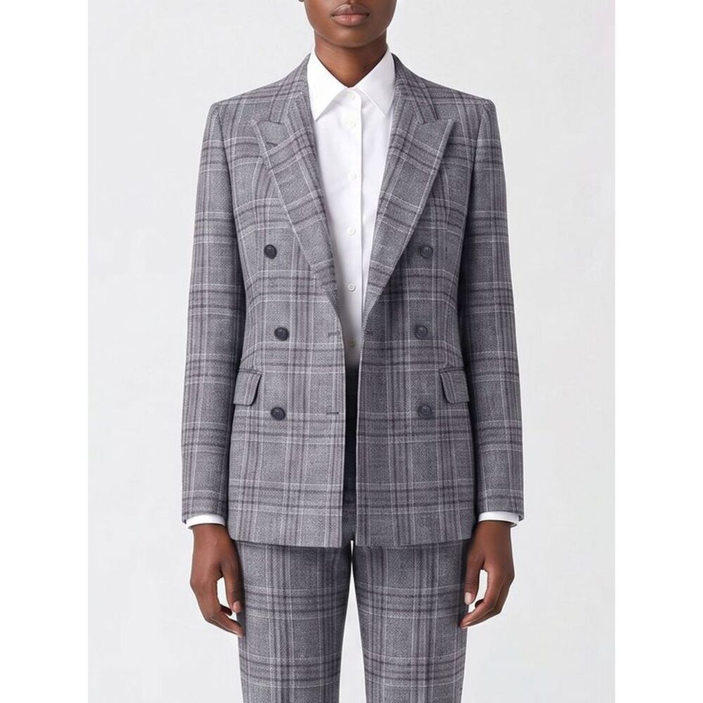 Tagliatore Women Tagliatore Check Pattern Wool And Silk Double-Breasted Blazer